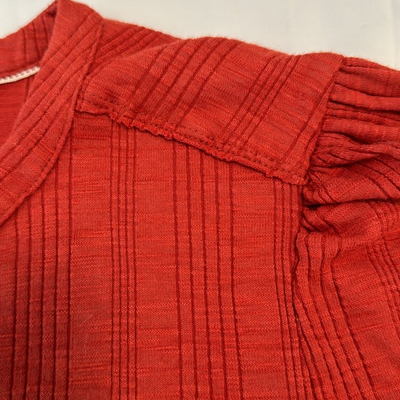 Pilcro Anthropologie Red Button Down Puff Sleeve Ribbed Knit Cardigan Top Sz S - Picture 9 of 14